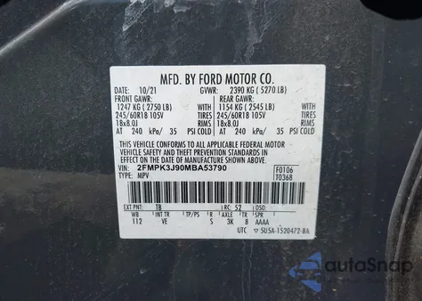 2021 Ford Edge Sel from USA, damaged, VIN 2FMPK3J90MBA53790
